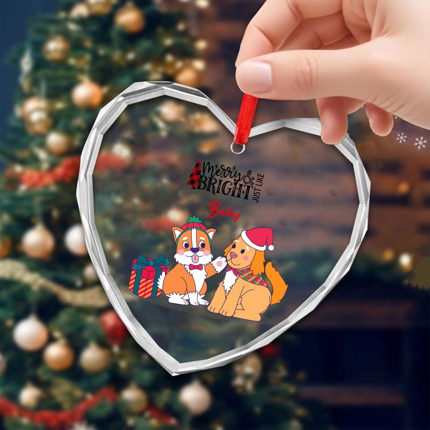 Puppy Pals Under the Mistletoe | Christmas Dog | Glass Ornament